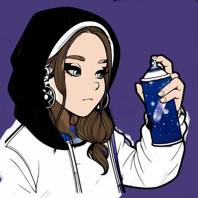 a realistic girl, spray painting