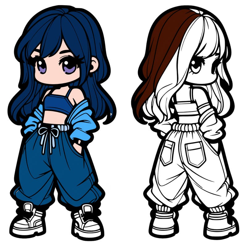 girl in crop top and baggy pants