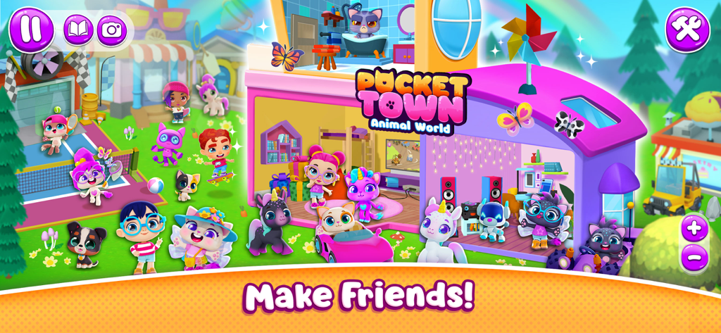 Pocket Town - Animal World - Colorful characters and cute animals playing and interacting in the 3D world of Pocket Town