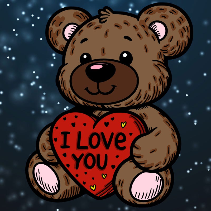 teddy bear holding an i love you heart