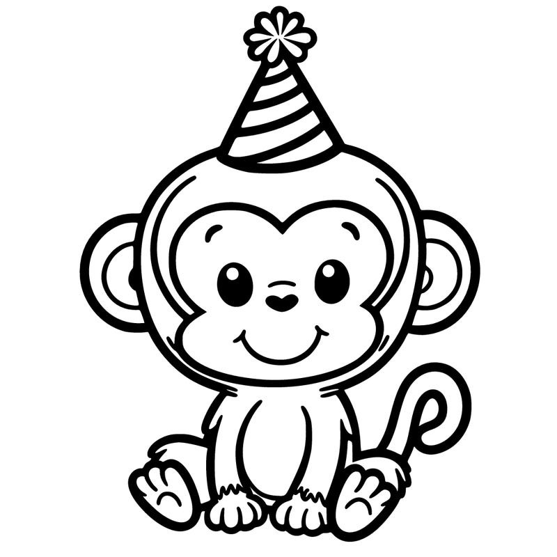 a monkey with a party hat