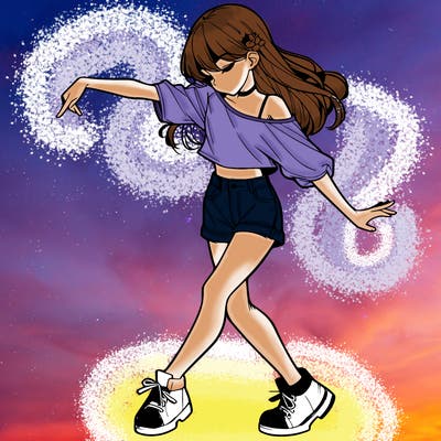 realistic girl danceing