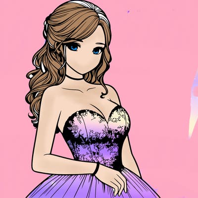 realistic girl in prom dress