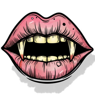 lips with vampire teeth