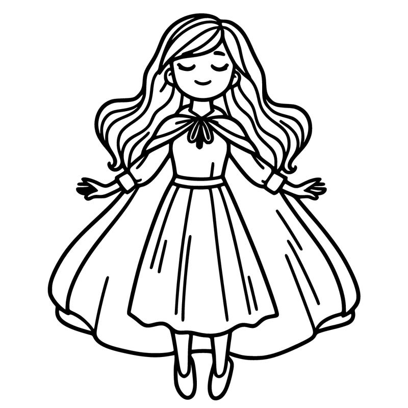 woman levitating with long hair and a cape