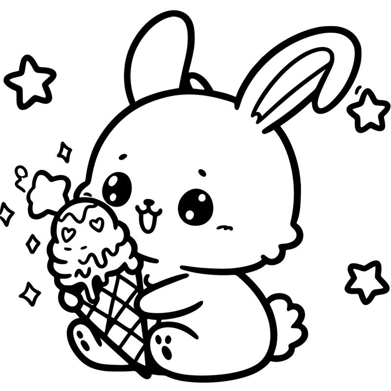 cute bunny  eating ice cream