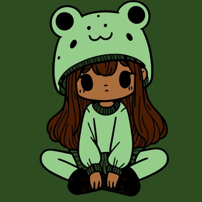 a girl wearing a frog hat and some frog socks