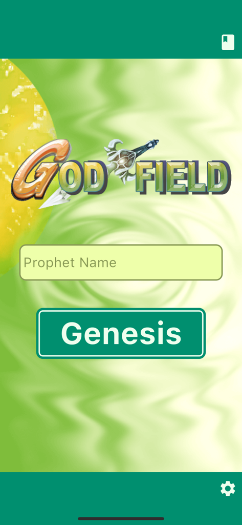 Tela inicial do jogo God Field mostrando o título e o botão de início de genesis