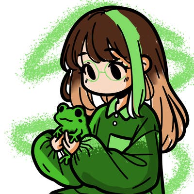 girl with long hair and a oversized shirt. and she is holding a frog