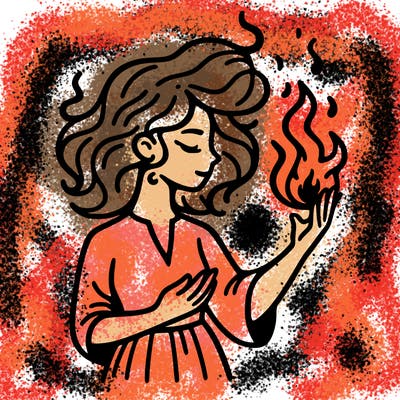 woman with fire
