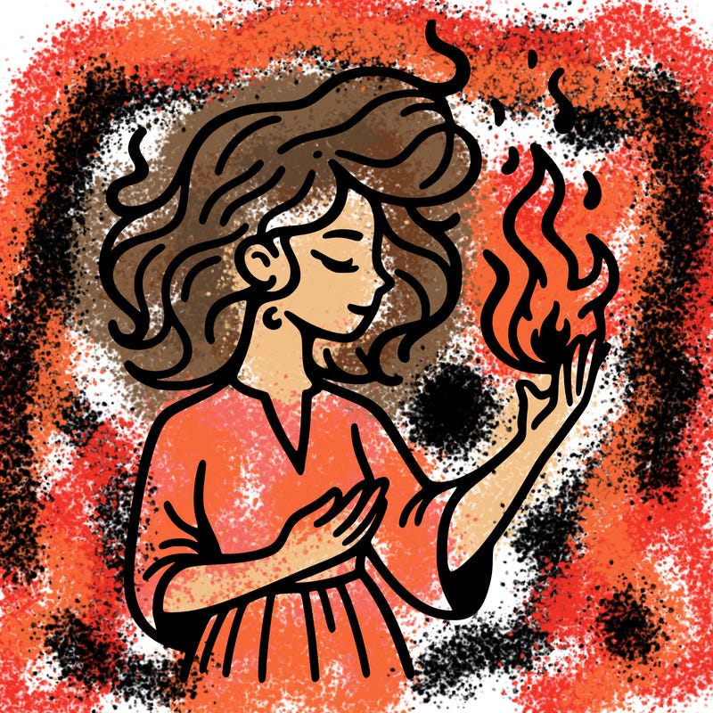 woman with fire