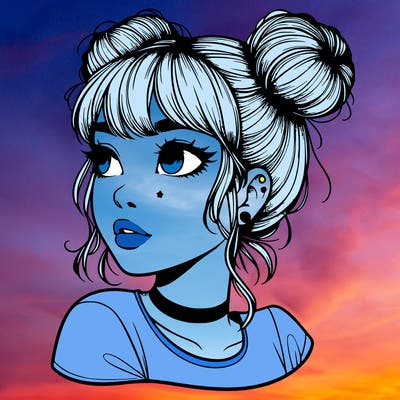 realistic girl with spacebuns