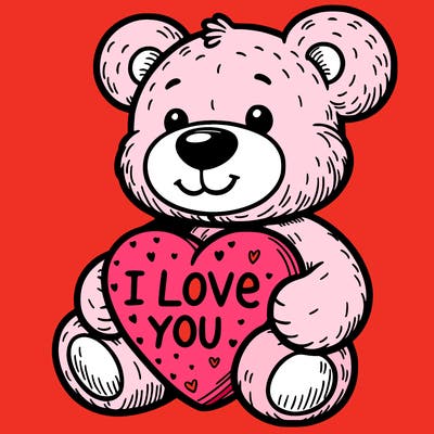 teddy bear holding an i love you heart
