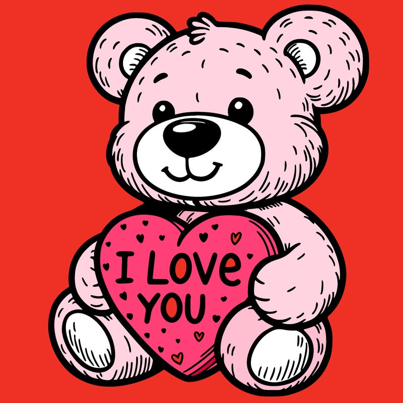 teddy bear holding an i love you heart