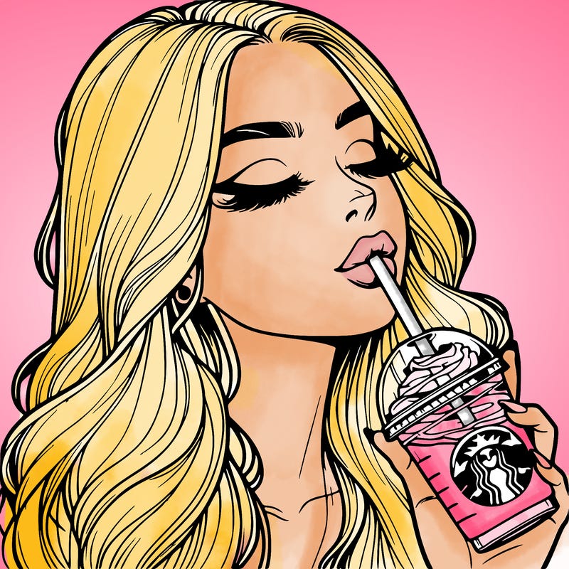 realistic girl drinking starbucks