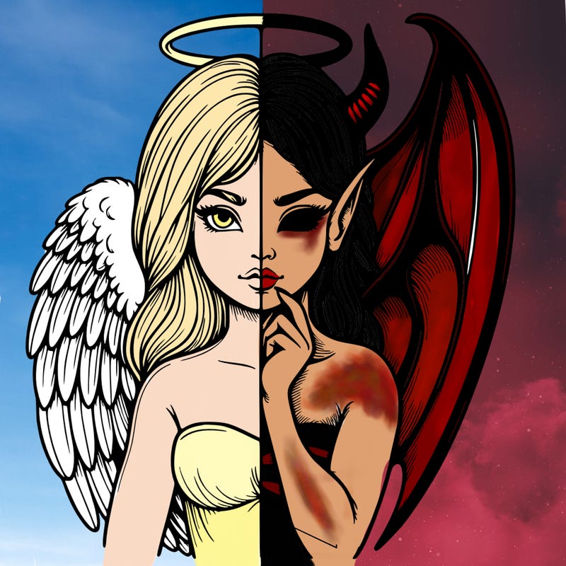 realistic angel half demon