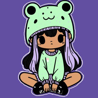 a girl wearing a frog hat and some frog socks