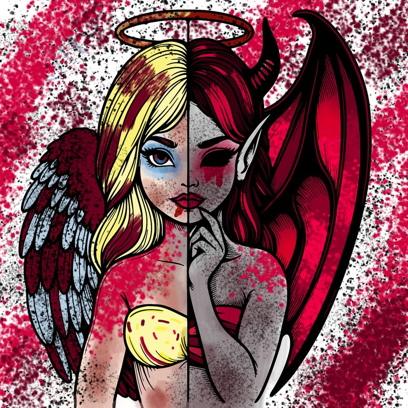 realistic angel half demon