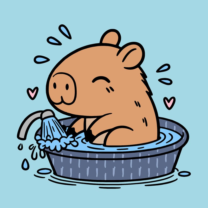 capybara taking a bath