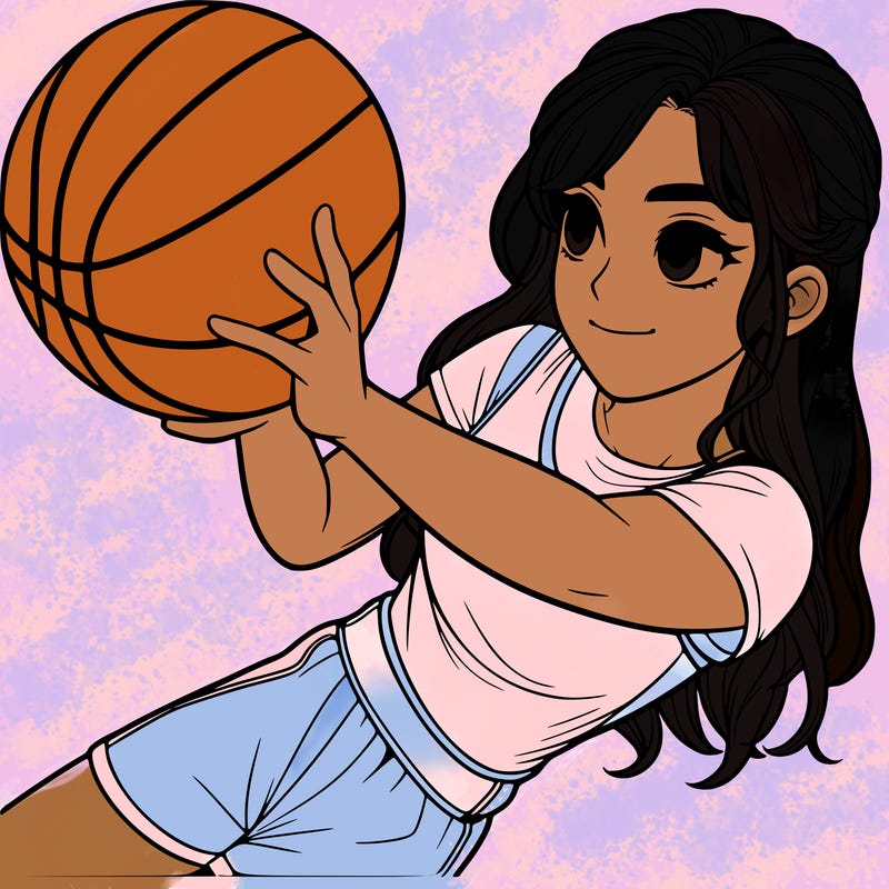 realistic girl playing basketball