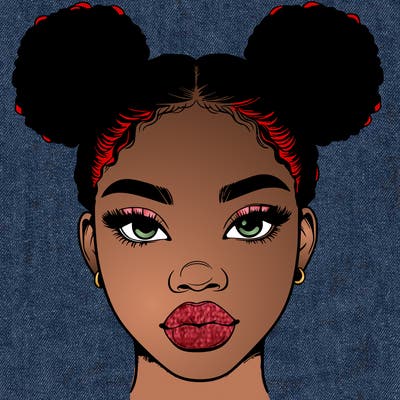 realistic black woman with two buns