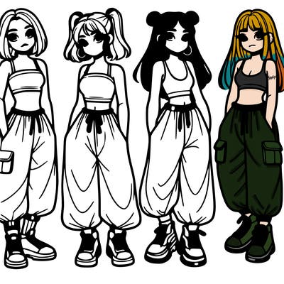 girls with crop top with baggy pants