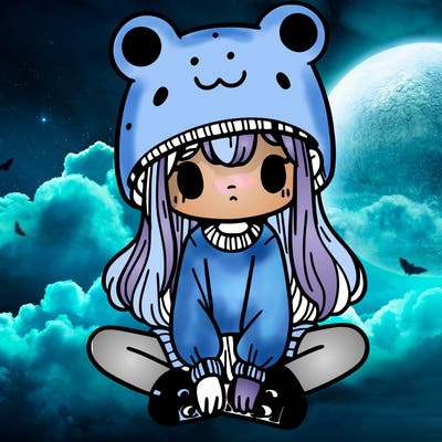 a girl wearing a frog hat and some frog socks