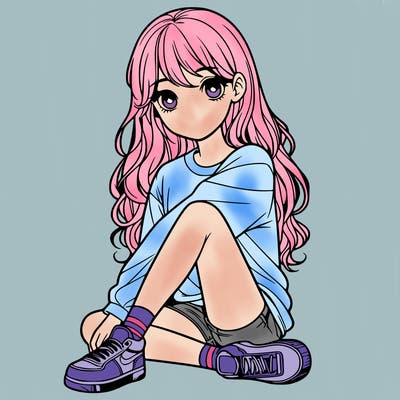 girl sitting realistic