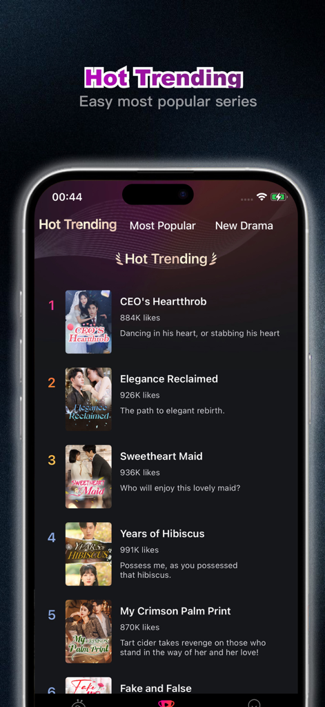 CoolDrama-Short Dramas&Movies - CoolDrama app interface showing a list of popular short drama series including romance and revenge titles