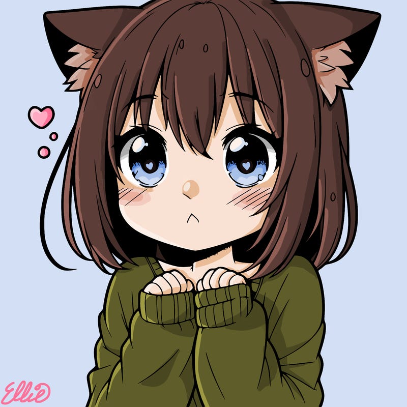 shy anime catgirl