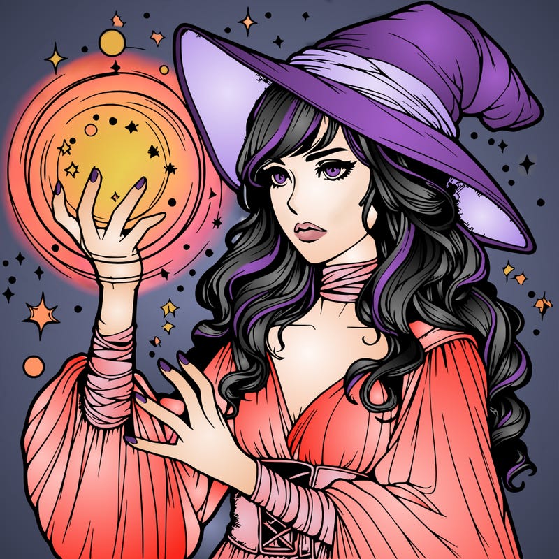 realistic women sorcerer using magic