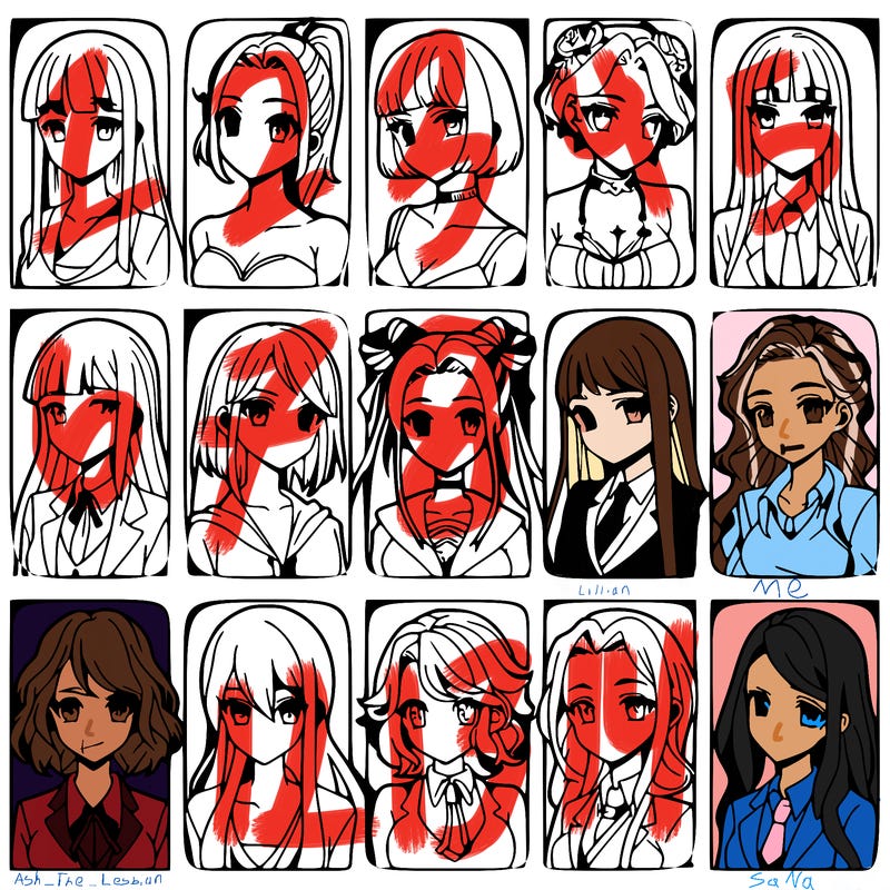 girls that look diffrent anime