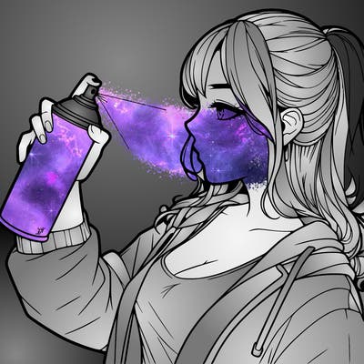 a realistic girl spray, painting