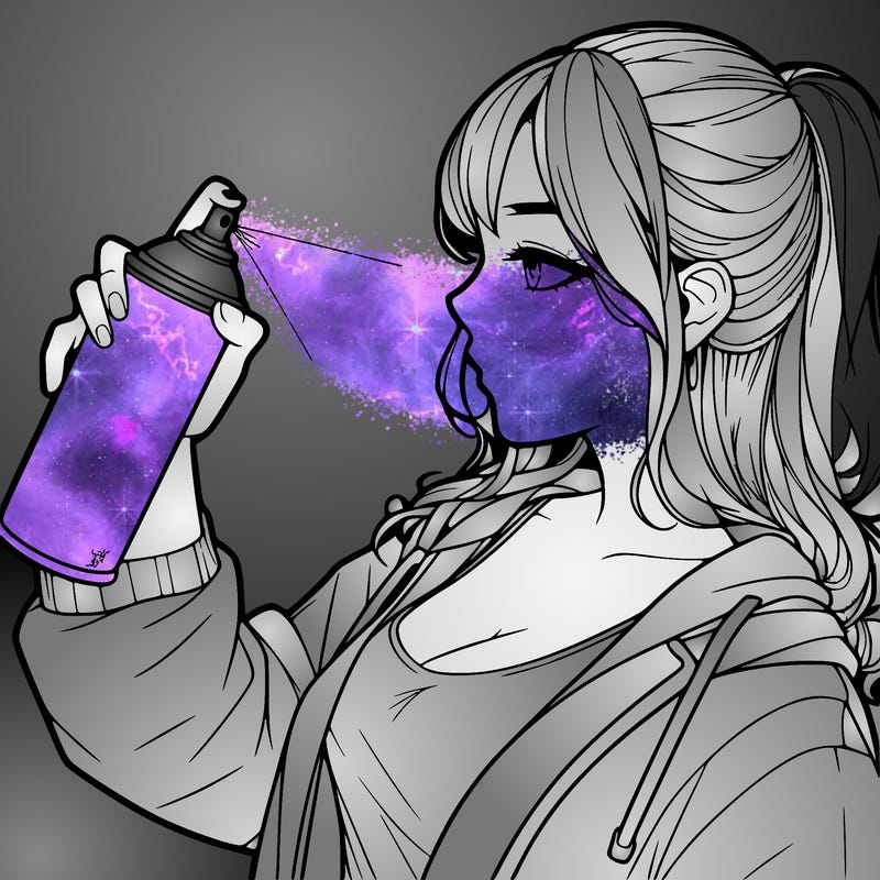 a realistic girl spray, painting