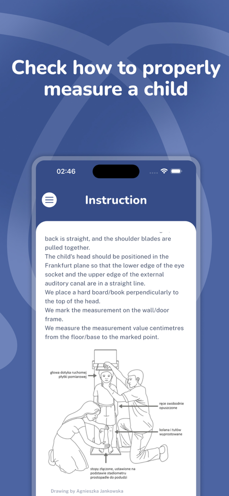 Antek - monitor child’s growth - Istruzioni per la misurazione della crescita del bambino con illustrazioni