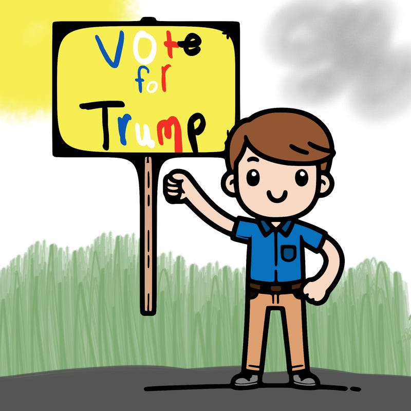 man holding up a sign, standing