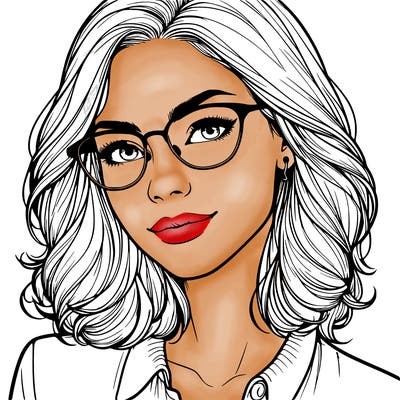 realistic woman with glasses