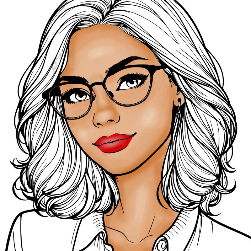 realistic woman with glasses
