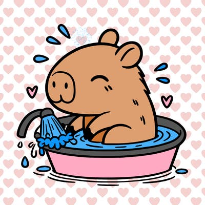 capybara taking a bath
