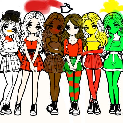 a group of girls realistic