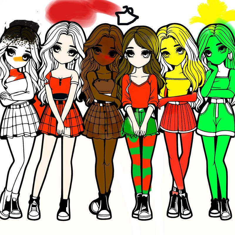 a group of girls realistic