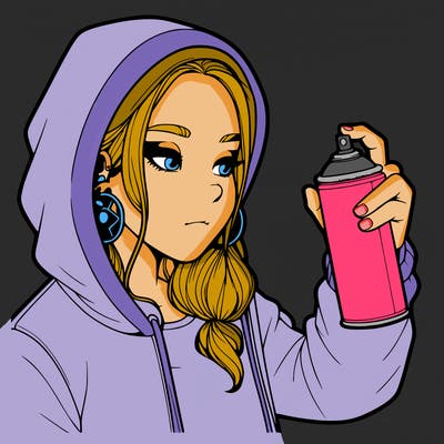a realistic girl, spray painting