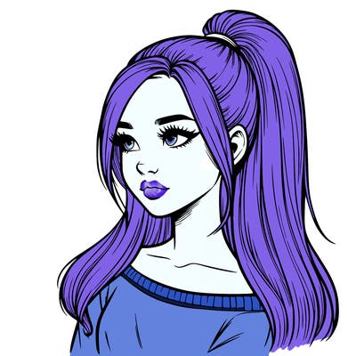 realistic girl with a high ponytail