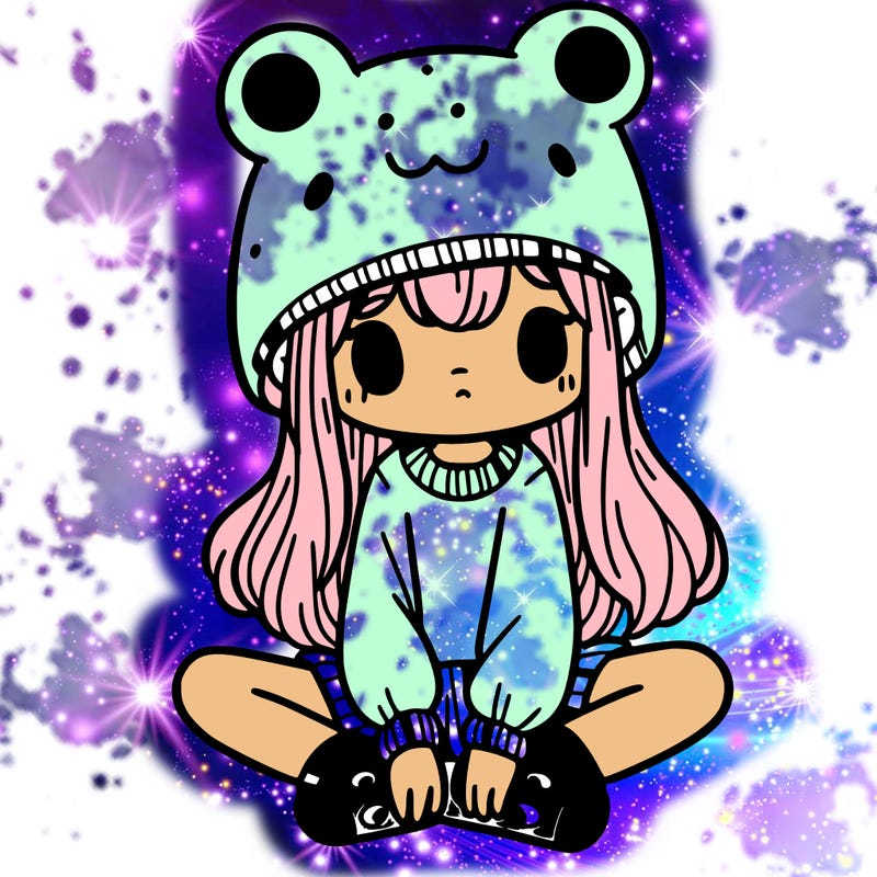 a girl wearing a frog hat and some frog socks