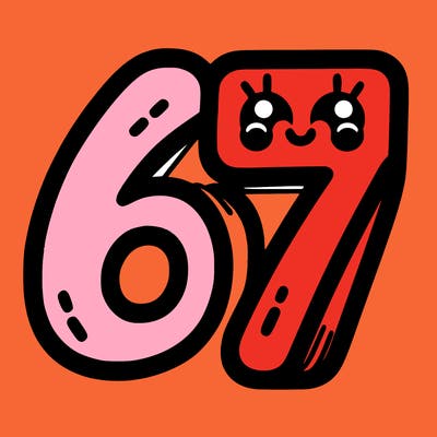 the numbers 67
