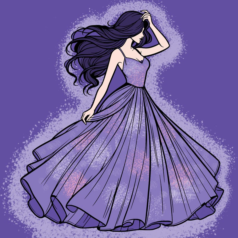 realistic woman with dress flowing in the wind