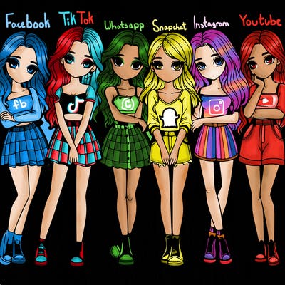 a group of girls realistic