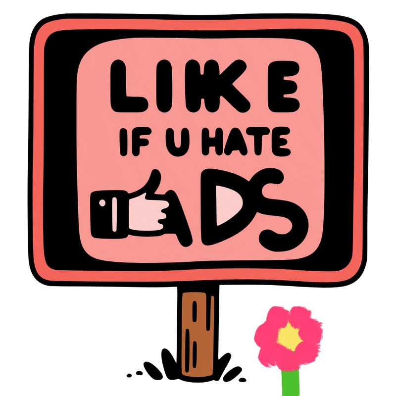 a sign that says like if you hate ads