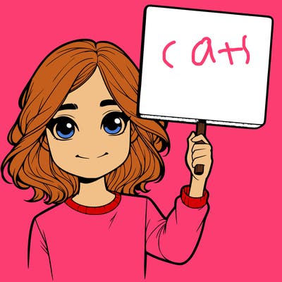 realistic girl holding up a sign