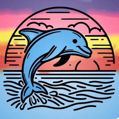 dolphin in a sunset